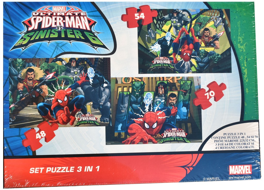 Set puzzle 3 in 1 Disney Spiderman 22x32cm